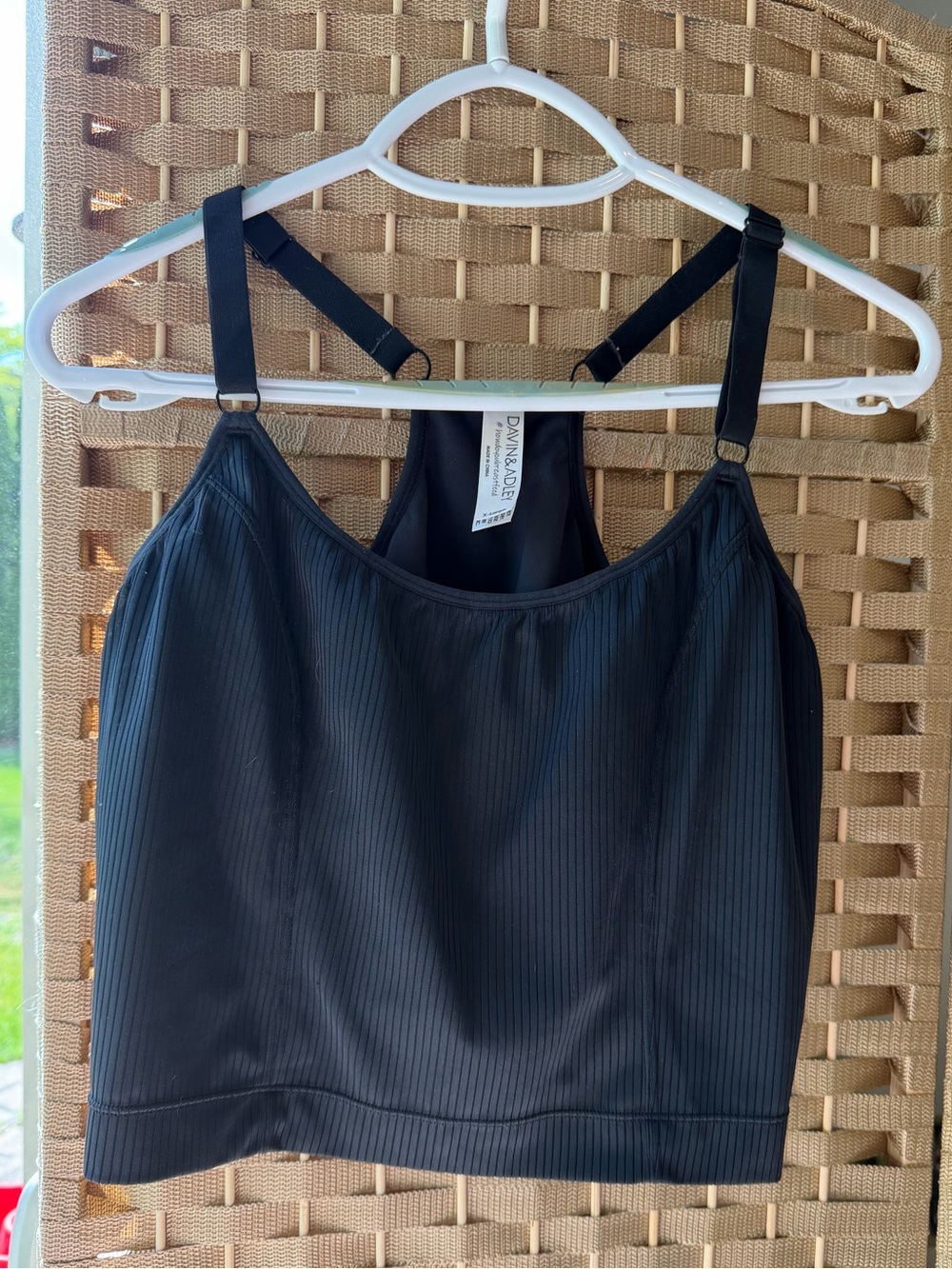 Davin & Adley Black Ribbed pumping swim top